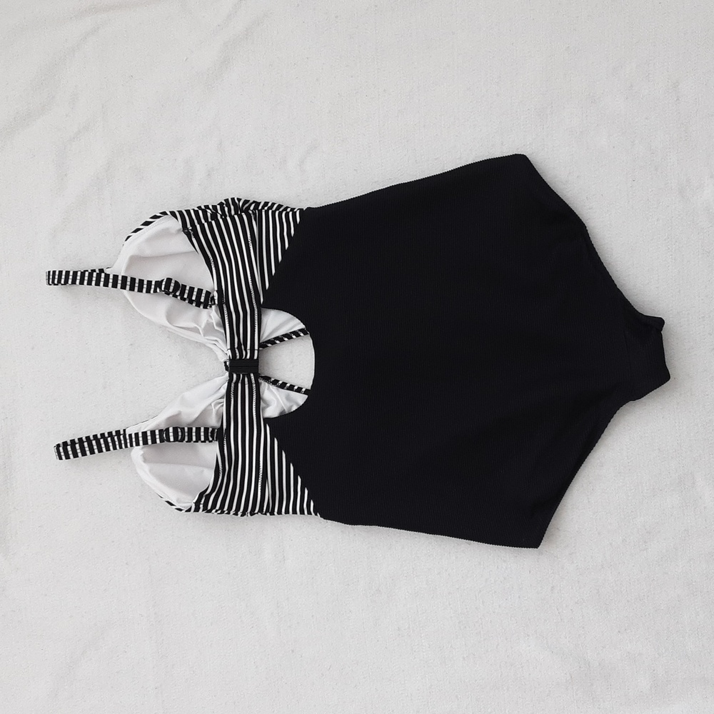 CITY CHIC Plus Size Black and White Striped Women's Swimsuit NWOT - Picture 4 of 10